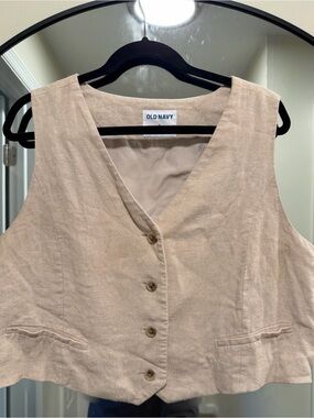 Old Navy Linen-Blend Button Front Vest | XL